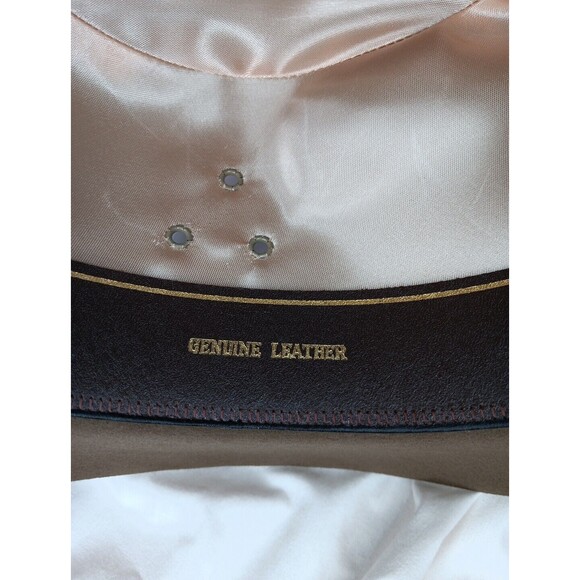 Vintage Schuman Sullivan Of New Haven Hat Olive Medium Green Leather Made In USA - Picture 7 of 7